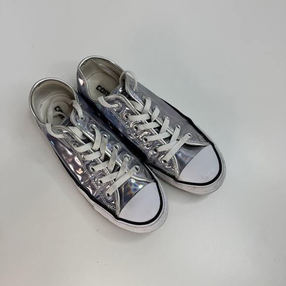 RARE 7.5womens, 5.5mens Converse Chuck Taylor AllStar Lo Iridescent Silver READ! - Picture 3 of 12